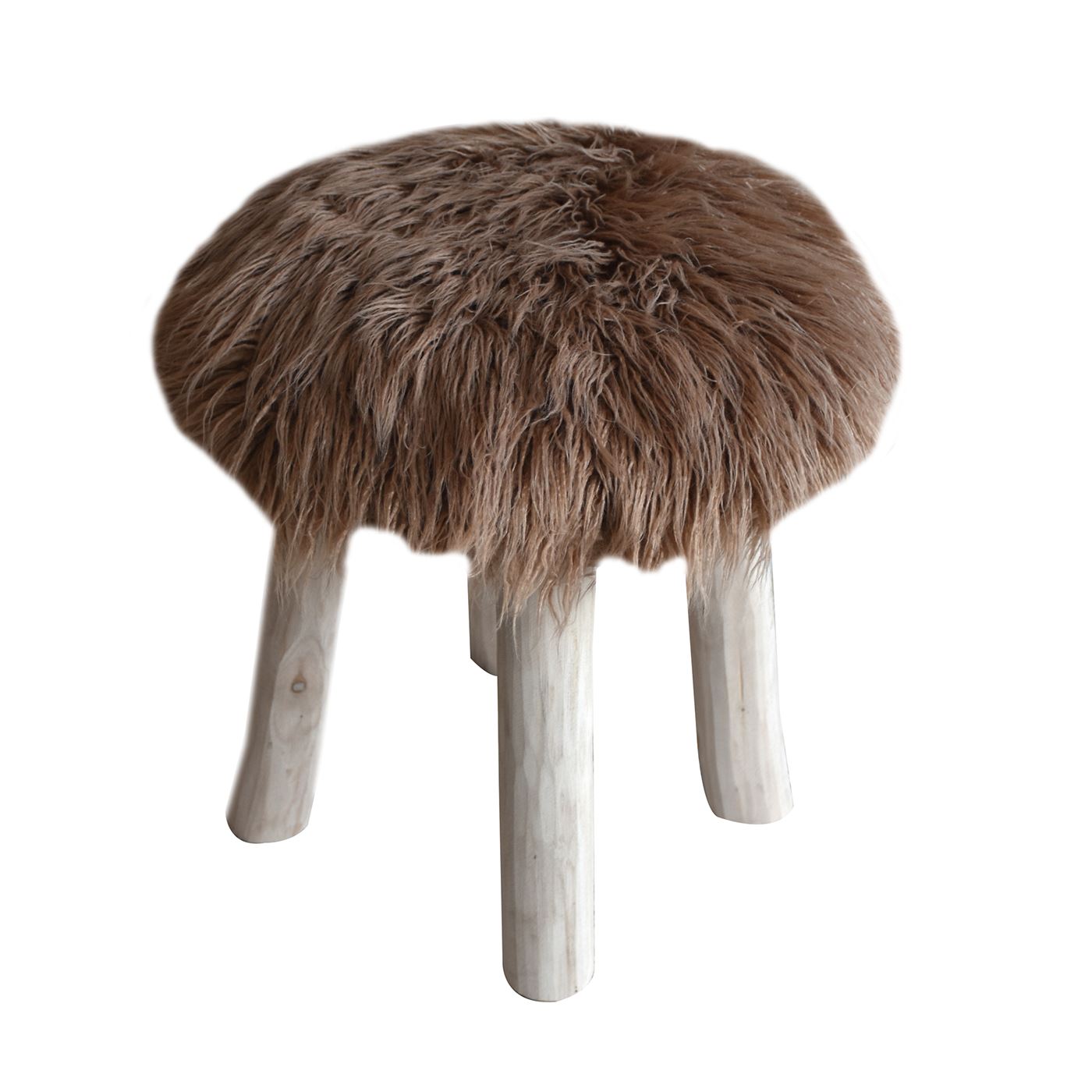 Sewells Round Stool, Faux Leather, Taupe,, Hm Stitching, Flat Weave