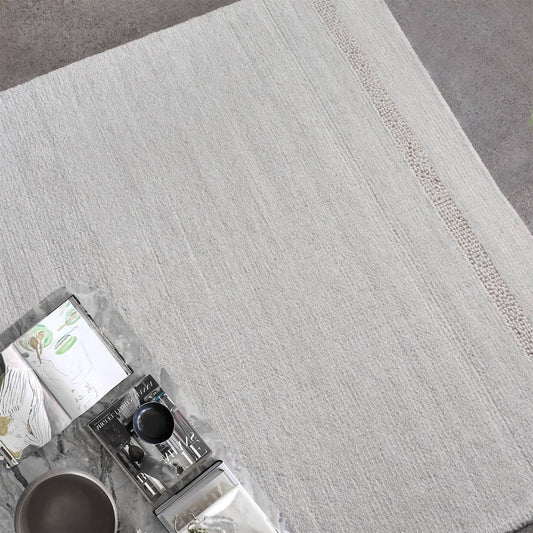 Area Rug, Bedroom Rug, Living Room Rug, Living Area Rug, Indian Rug, Office Carpet, Office Rug, Shop Rug Online, Natural White, Wool, Hand Woven, Handwoven, Cut And Loop, Texture