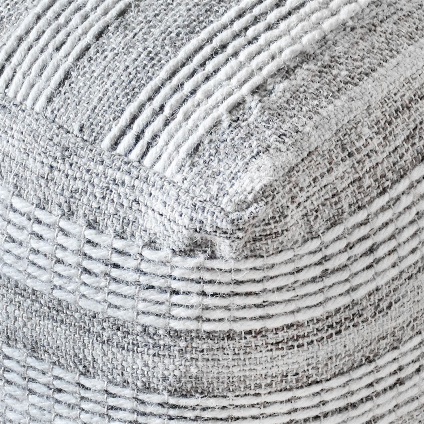 Sintra Pouf, Wool, Natural White/Grey, Pitloom, Flat Weave