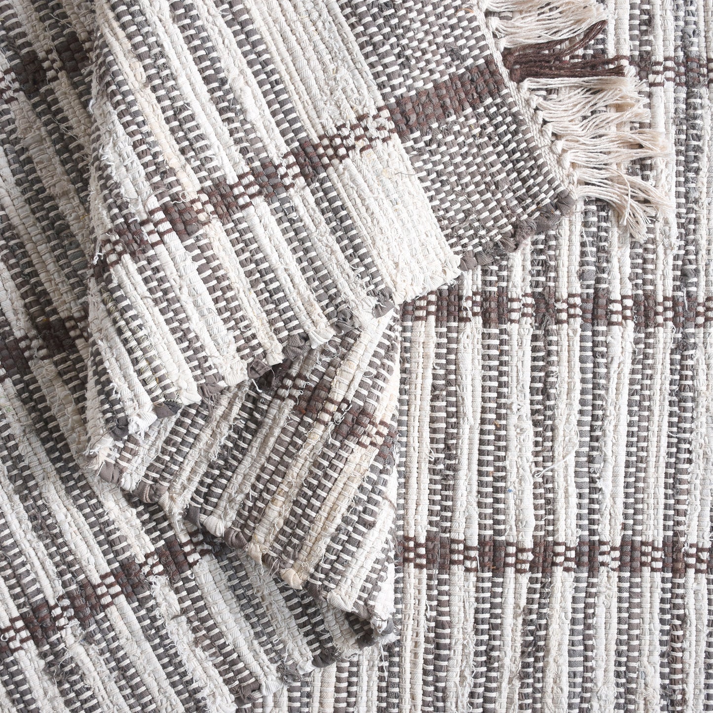 SMITHFIELD RUG - IVORY/BROWN - HAND WOVEN - COTTON DENIM
