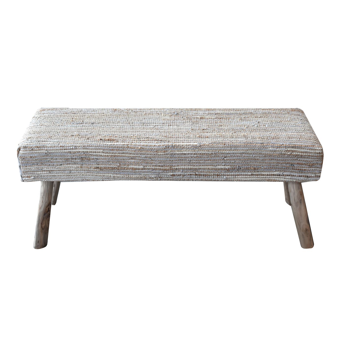 Spica Bench, Hemp, Leather, Natural, Natural White, Pitloom, Flat Weave 