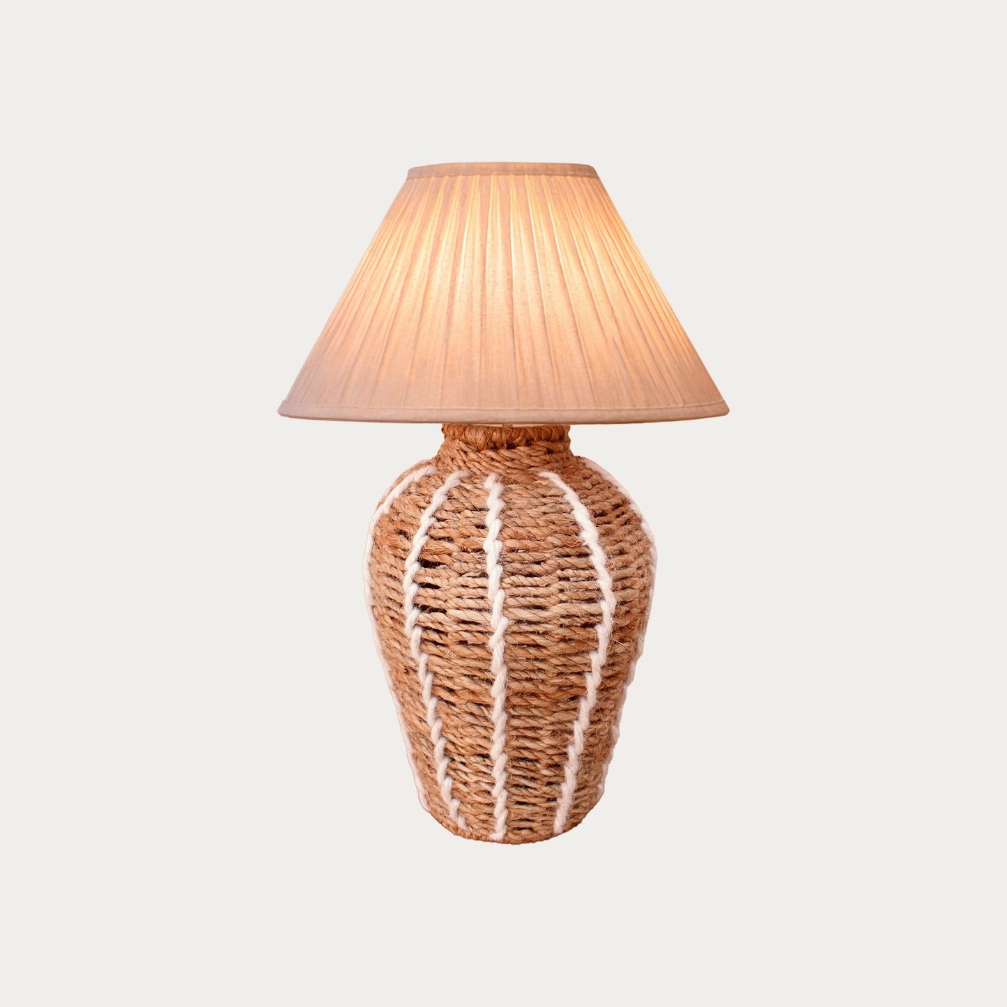 SHIVAN TABLE LAMP - NATURAL/IVORY - HAND MADE - JUTE/WOOL