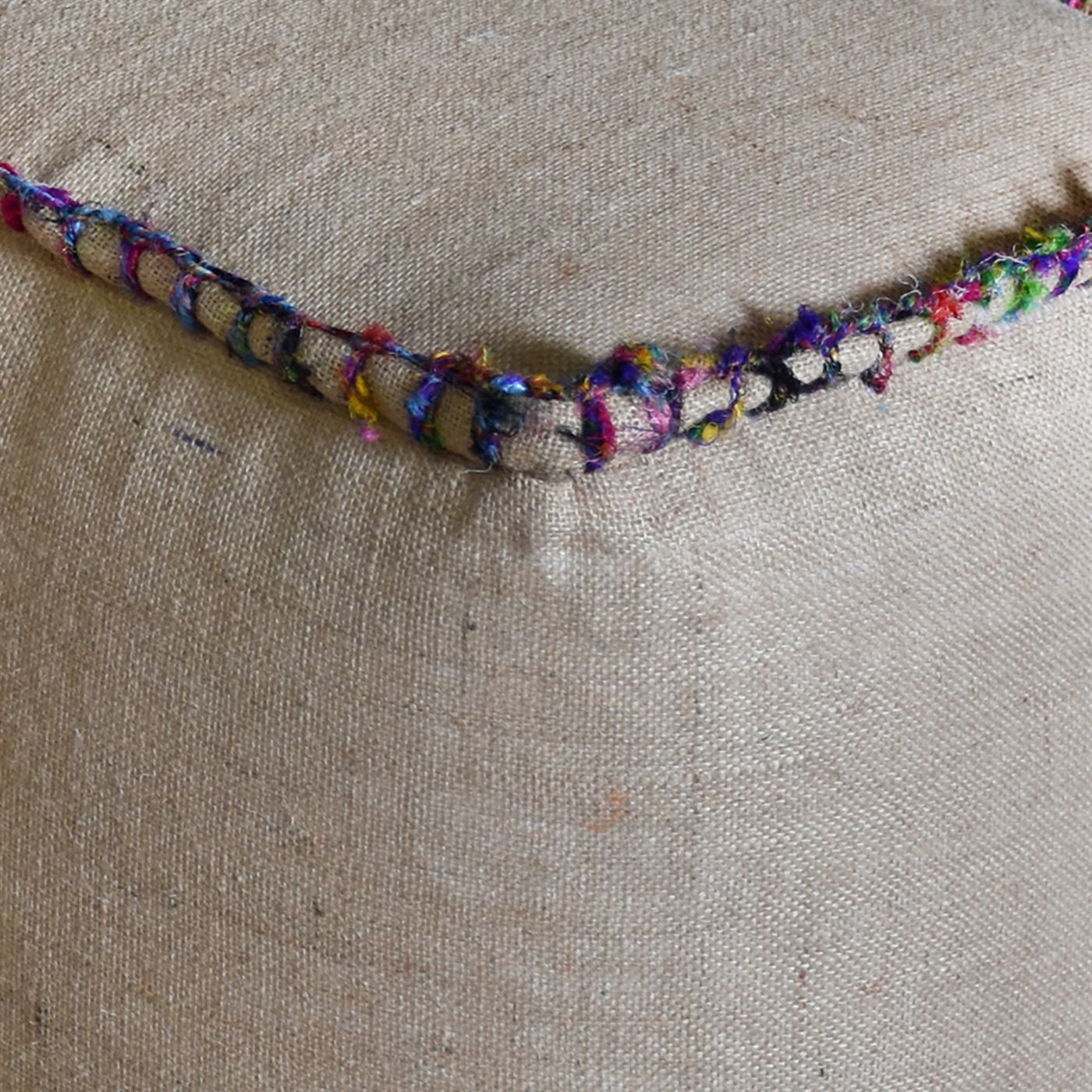Tadley Pouf, Hemp/ Recycled Silk, Beige/Multi