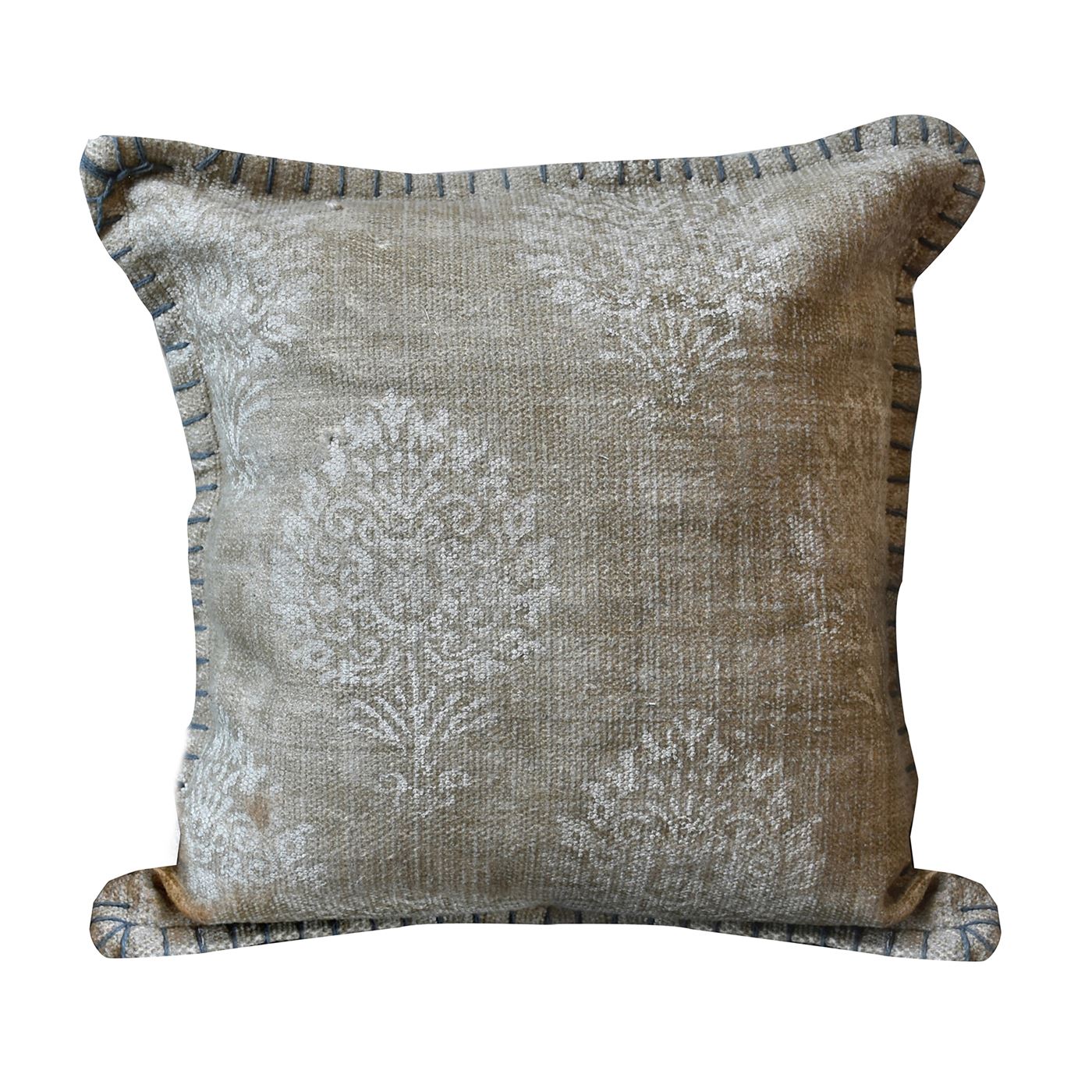 Temmin Pillow, Cotton, Printed, Khaki, Pitloom, Flat Weave