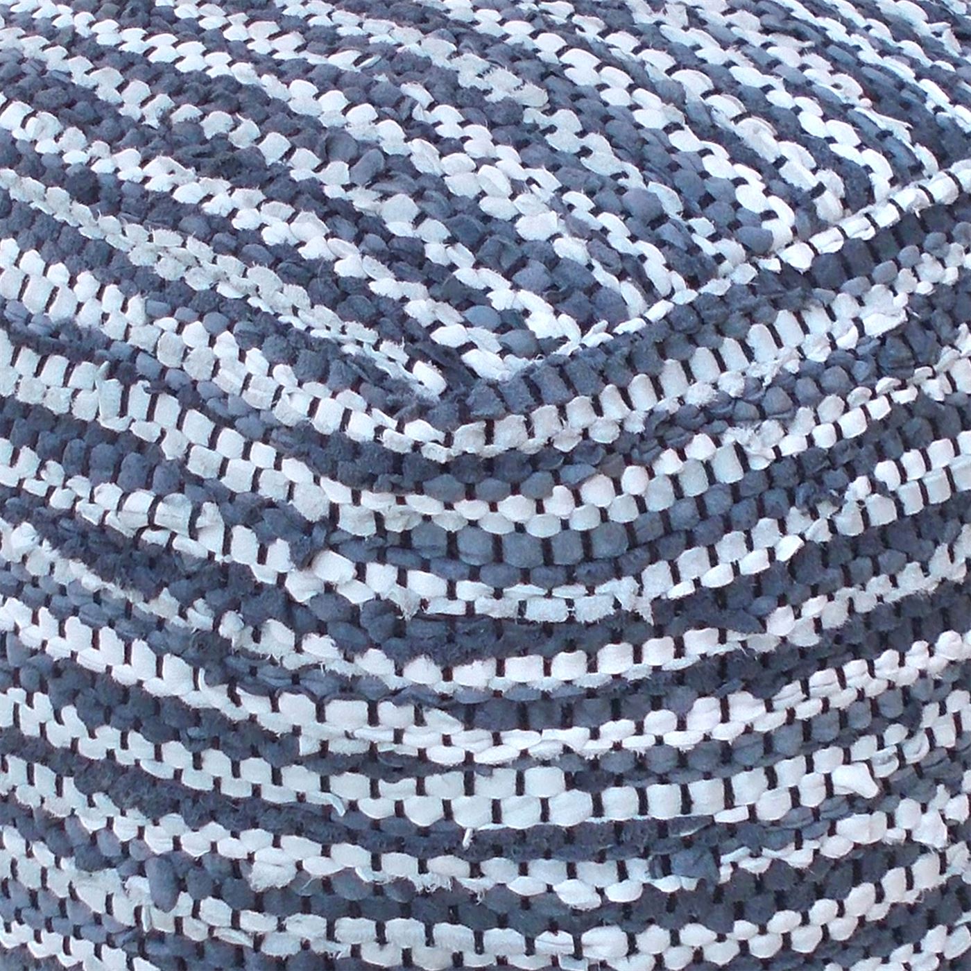 Tierra Pouf, Leather, Grey/ Natural White, Pitloom, Flat Weave