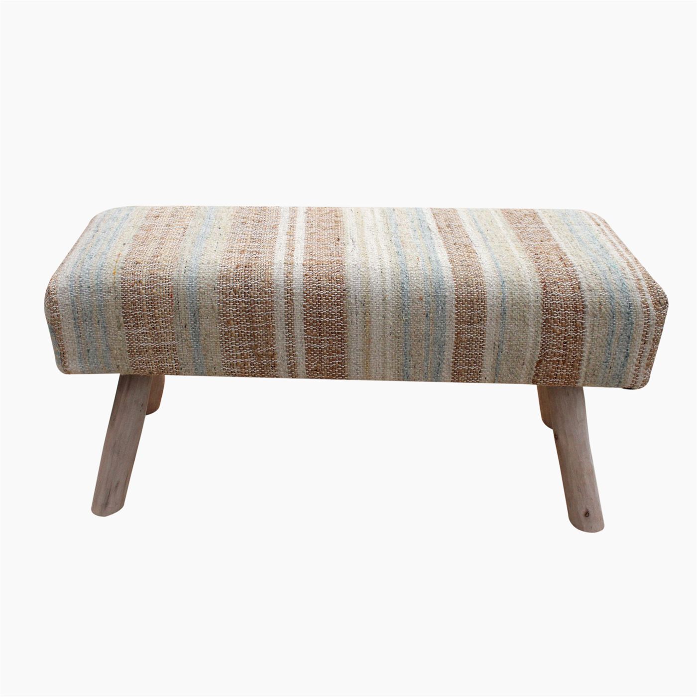 Toponas Bench, Jute, Wool, Natural, Multi, Punja, Flat Weave