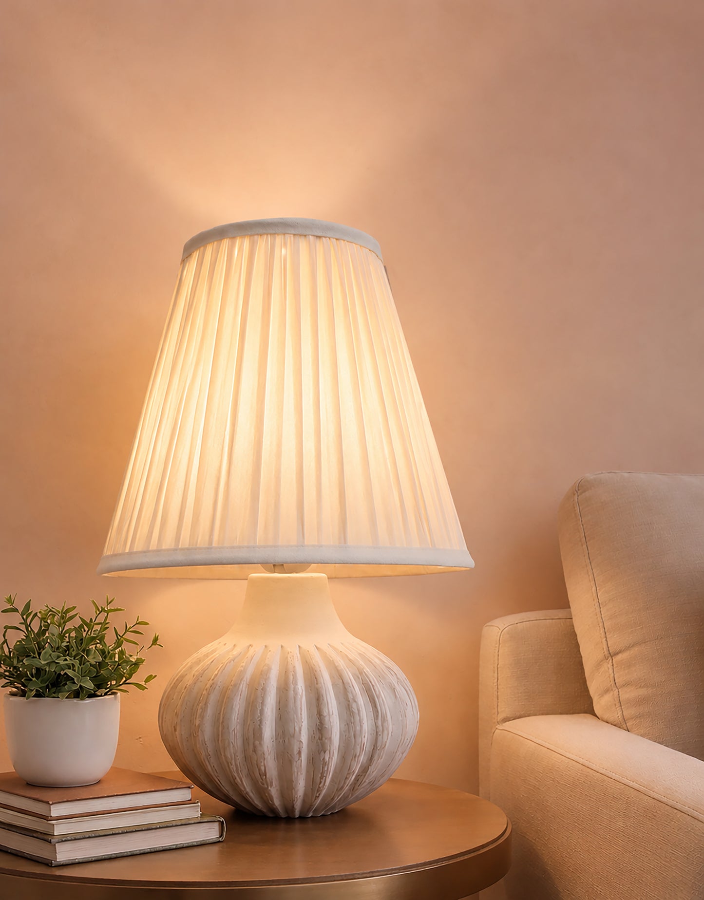 TURIN TABLE LAMP - IVORY - HAND MADE - COTTON