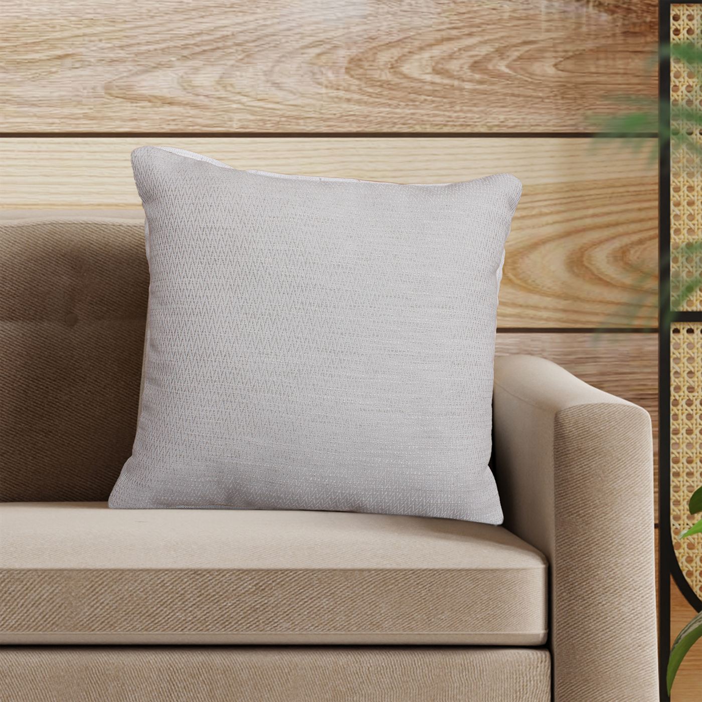 Uriel Cushion, Blended Fabric, Taupe, Machine Made, Flat Weave