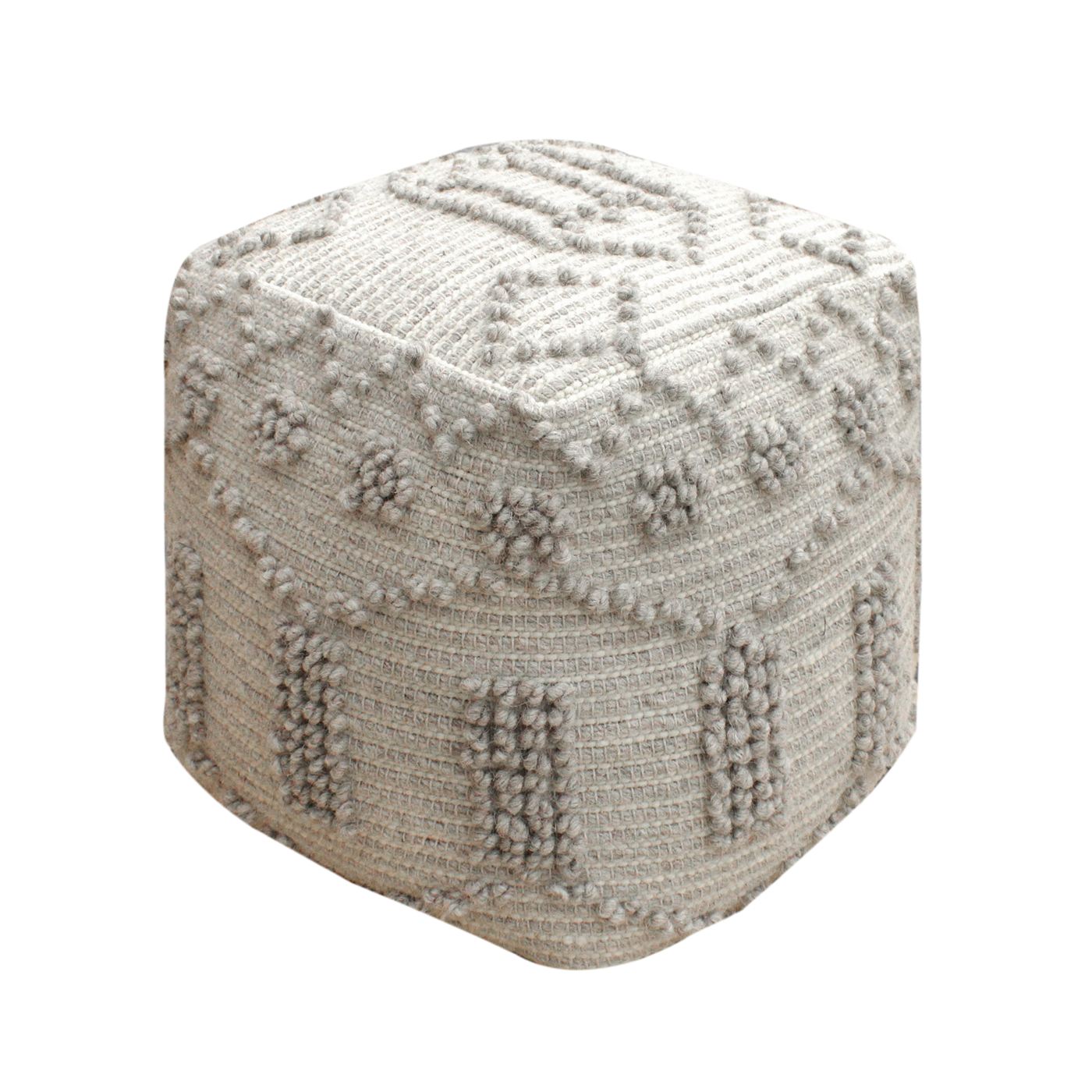 Varenna Pouf, Wool, Grey, Pitloom, All Loop