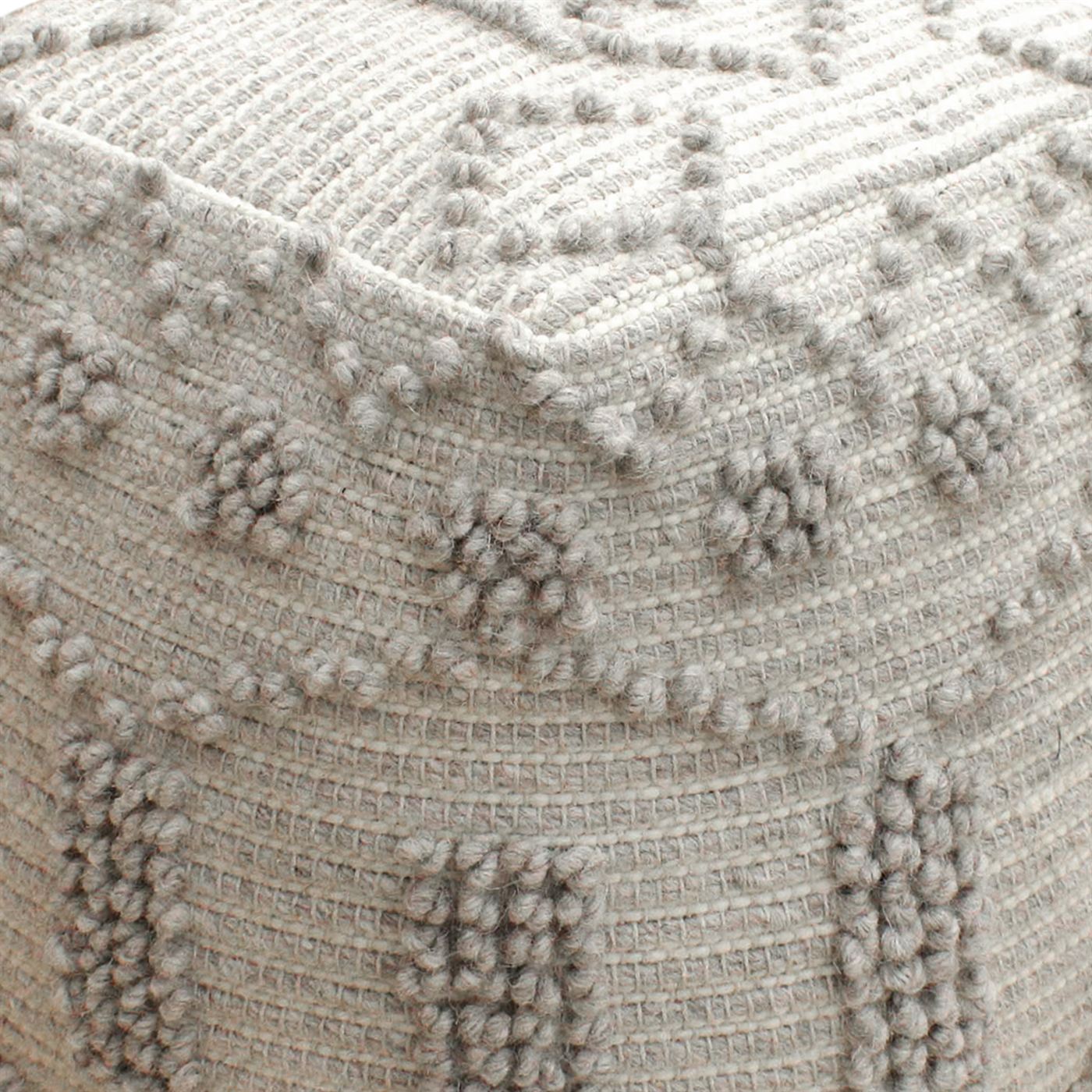Varenna Pouf, Wool, Grey, Pitloom, All Loop