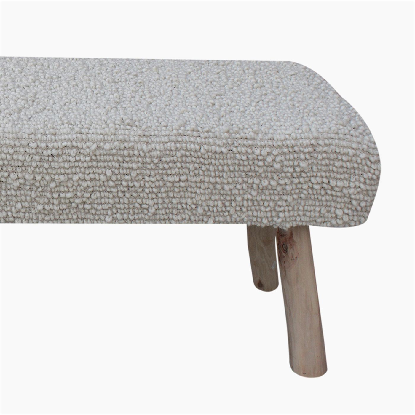 Vayots Bench, Wool, Polyester, Natural White, Hand woven, All Loop