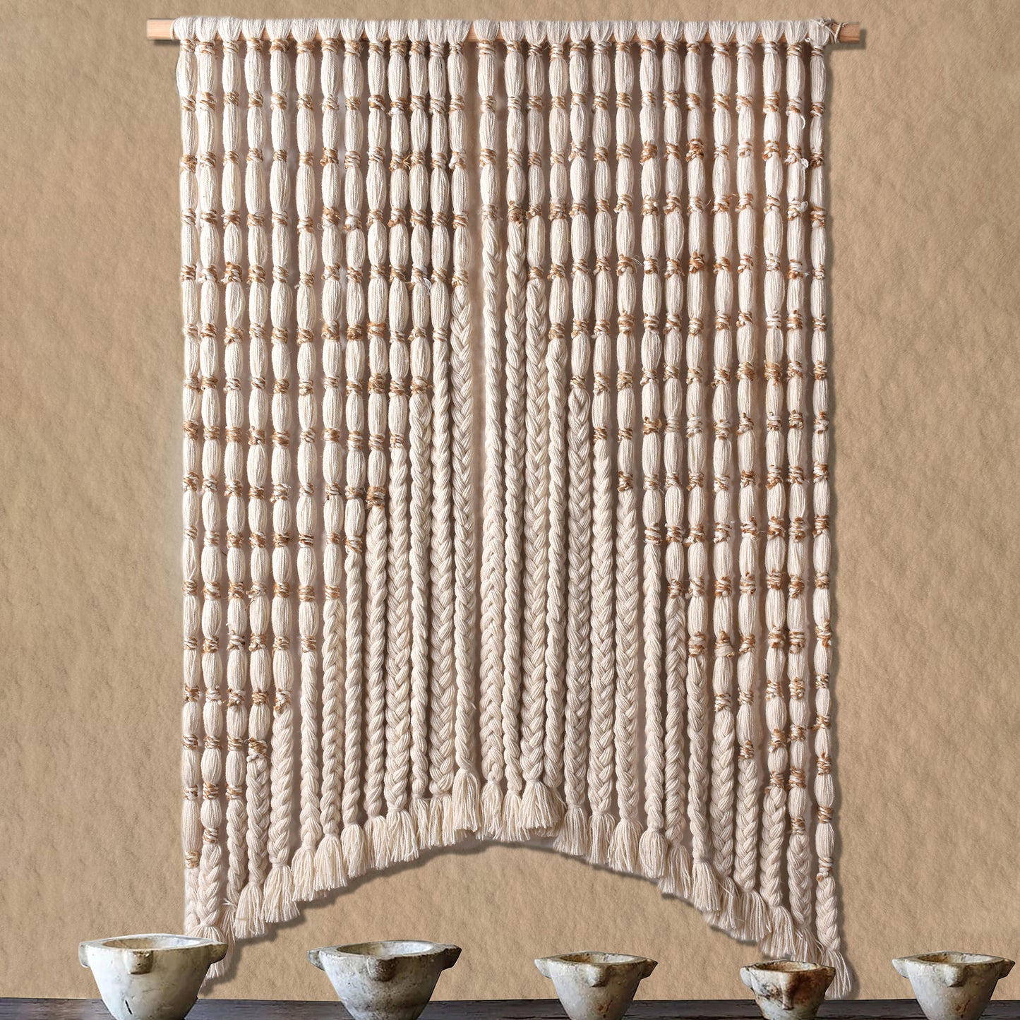 VERGARA WALL HANGING - IVORY/NATURAL - HAND KNITTED JUTE/WOOL