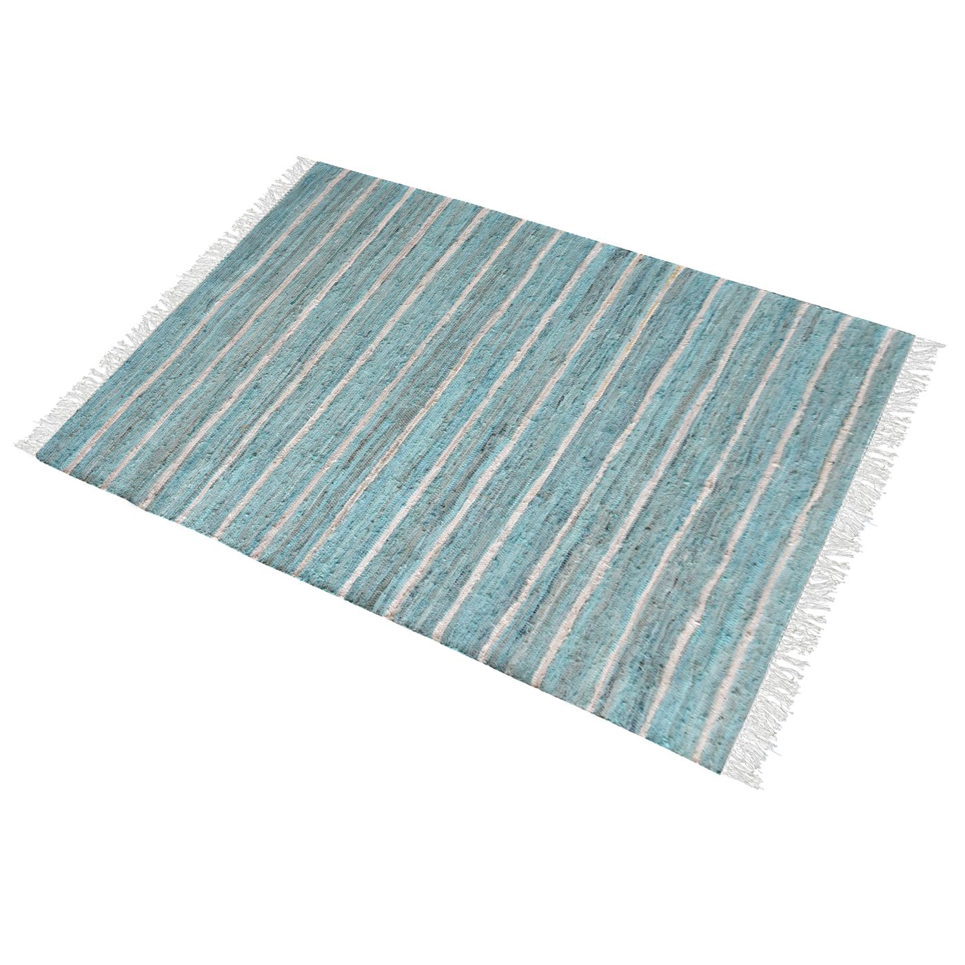 Area Rug, Bedroom Rug, Living Room Rug, Living Area Rug, Indian Rug, Office Carpet, Office Rug, Shop Rug Online,  Recycled Fabric, Aqua, Pitloom, Flat Weave, Stripes