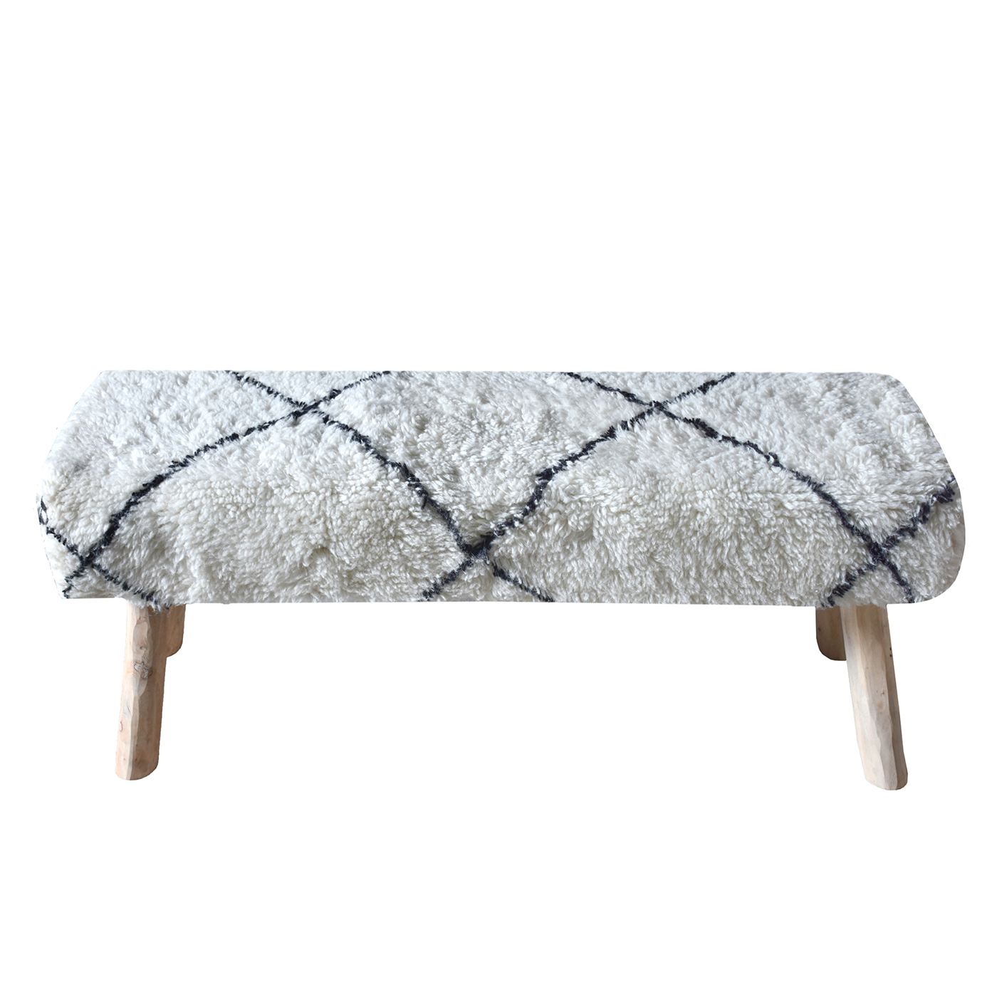 Walmer Bench, Nz Wool, Natural White, Charcoal, BM FN / ALL CUT