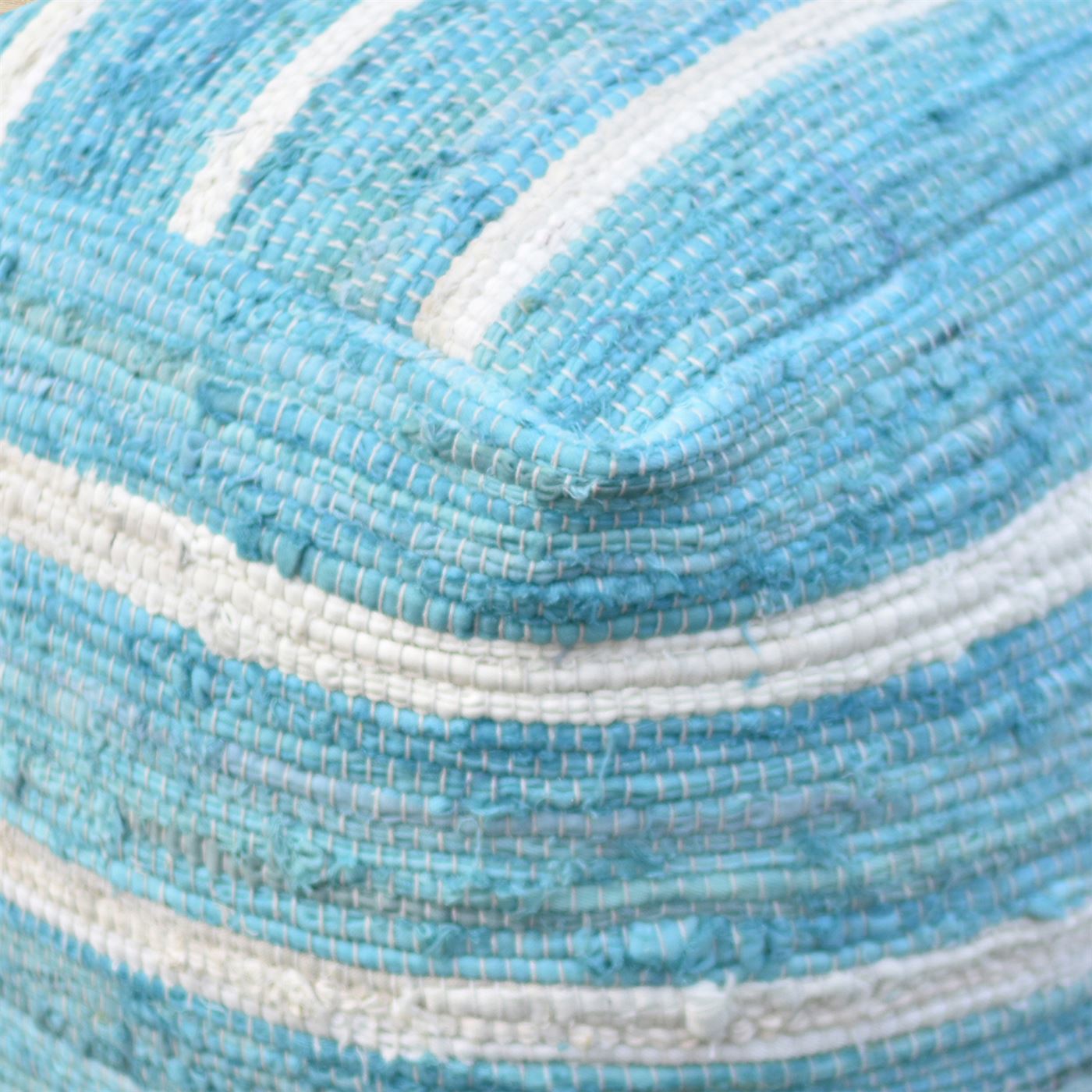 Wanton Pouf, Cotton, Aqua, Pitloom, Flat Weave 