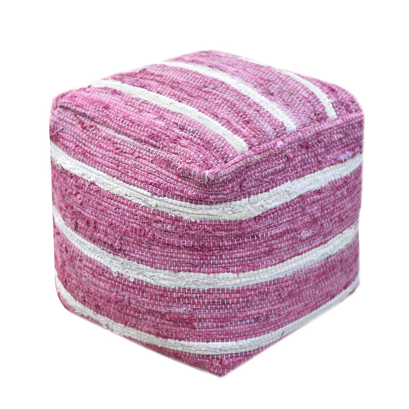 Wanton Pouf, Cotton, Bubble Gum, Pitloom, Flat Weave 