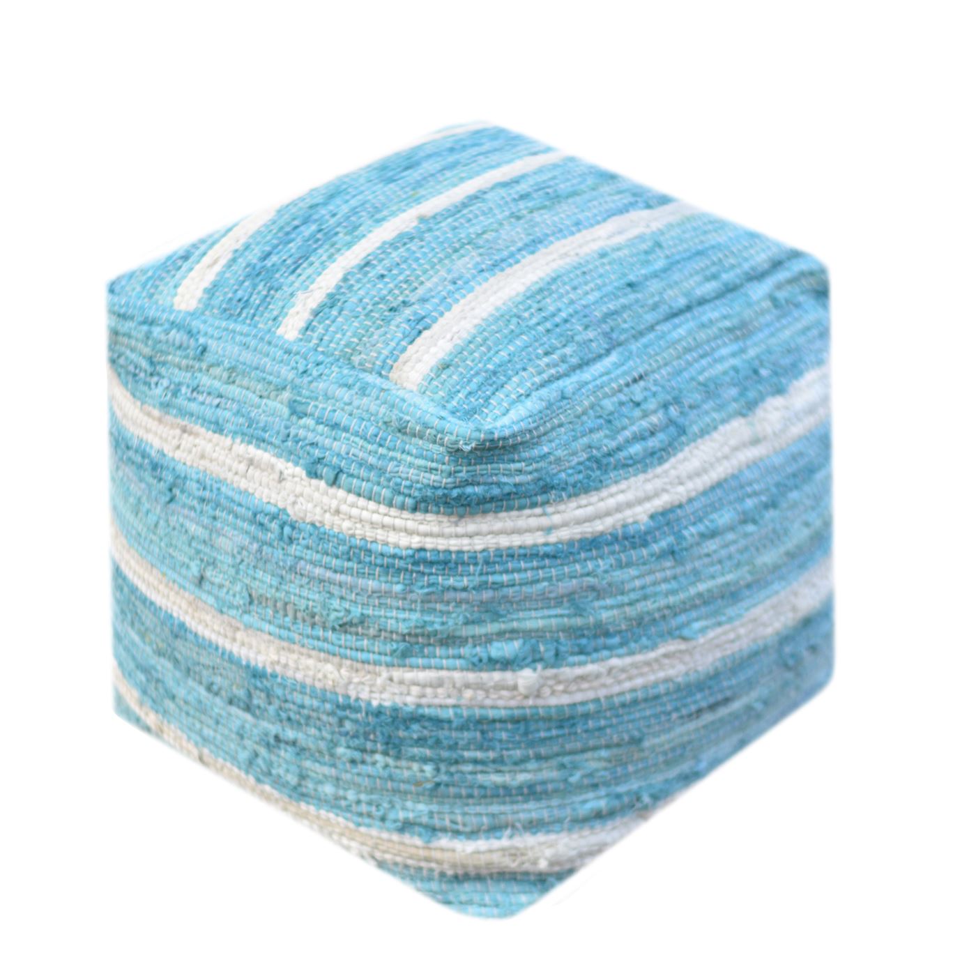 Wanton Pouf, Cotton, Aqua, Pitloom, Flat Weave 