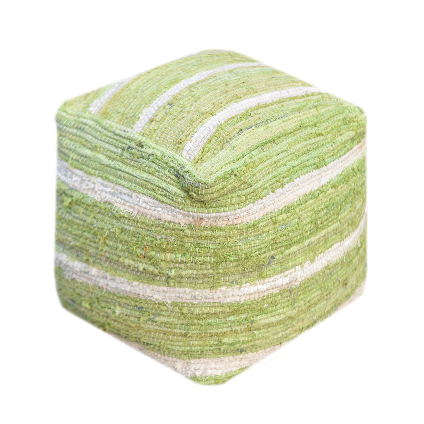 Wanton Pouf, Cotton, Green, Pitloom, Flat Weave 