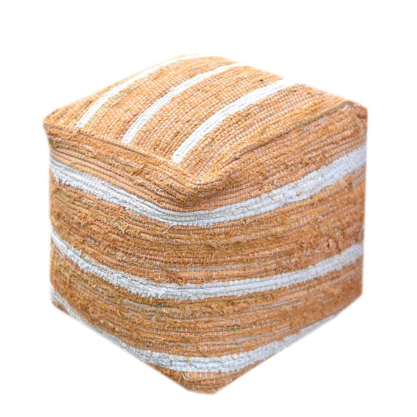 Wanton Pouf, Cotton, Orange, Pitloom, Flat Weave 