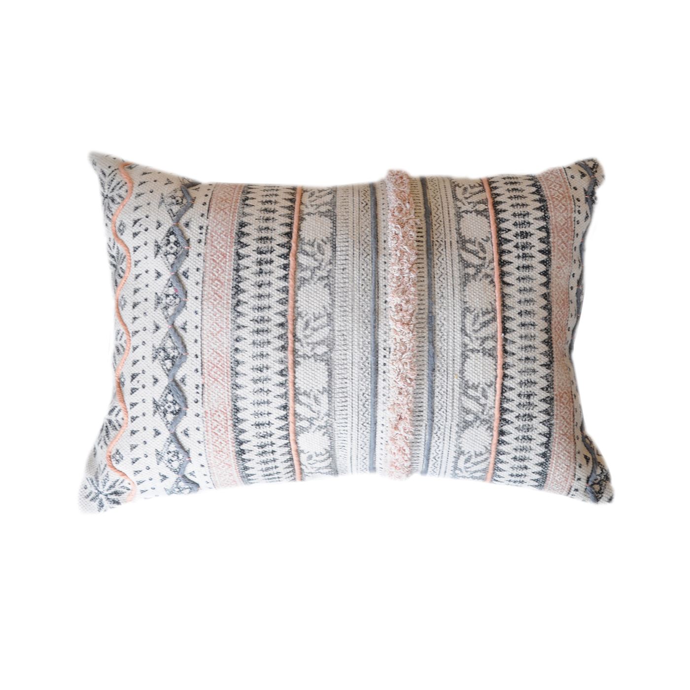 Welsh Pillow, Cotton, Printed, Grey, Blush, Pitloom, All Cut