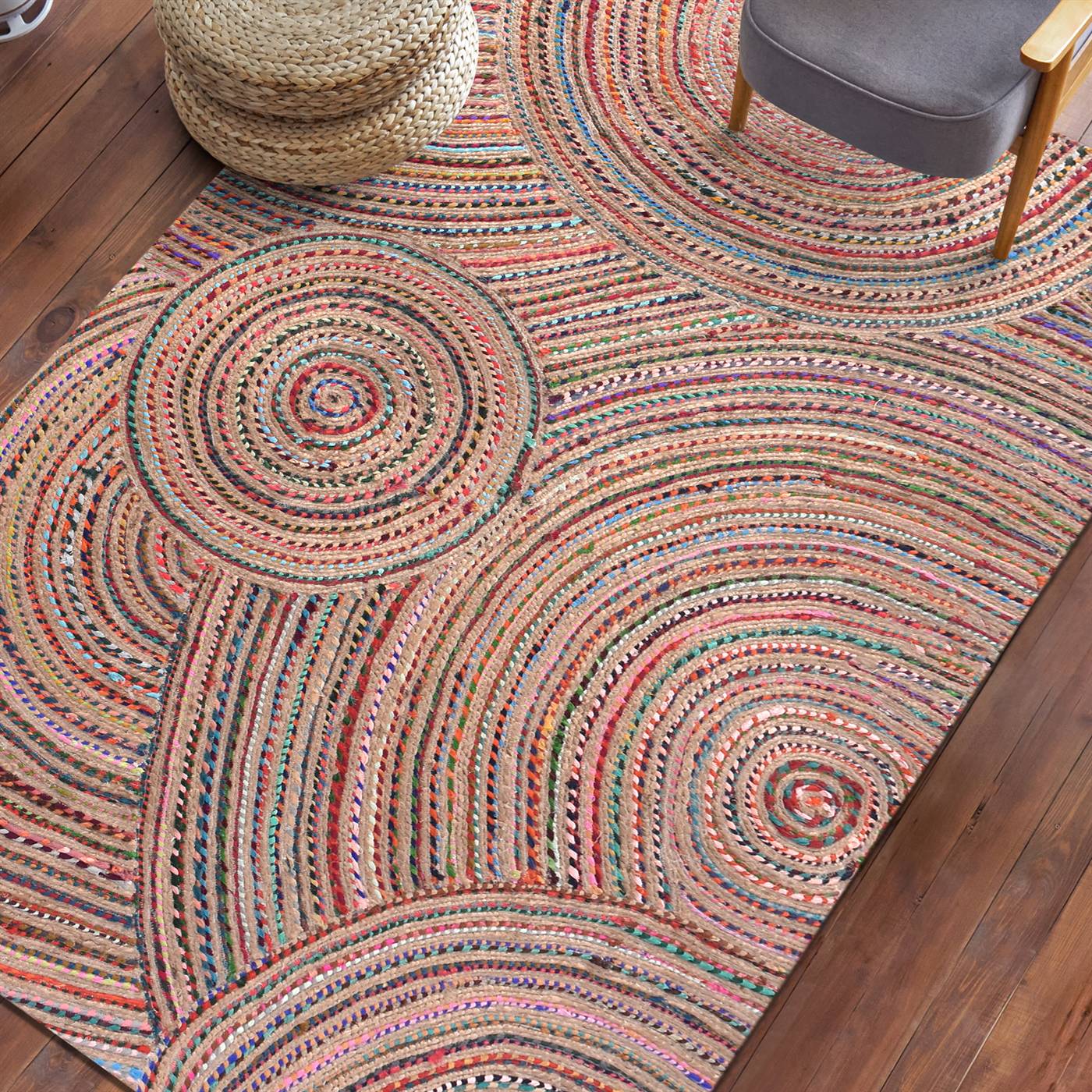 Area Rug, Bedroom Rug, Living Room Rug, Living Area Rug, Indian Rug, Office Carpet, Office Rug, Shop Rug Online, Multi, Jute, Recycled Fabric , Hand Made , Hm Stitching, Flat Weave, Distinct