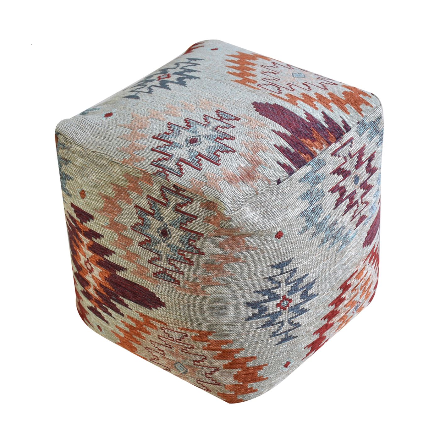 Wezen Pouf, Acrylic/ Polyester, Sage/ Multi