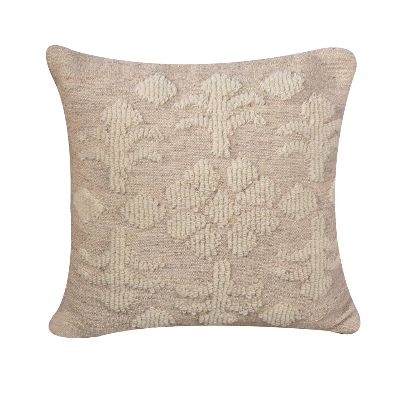 Yarra Cushion, 45x45 cm, Beige, Natural White, Wool, Circular Knitting, Circular Knitting, All Loop