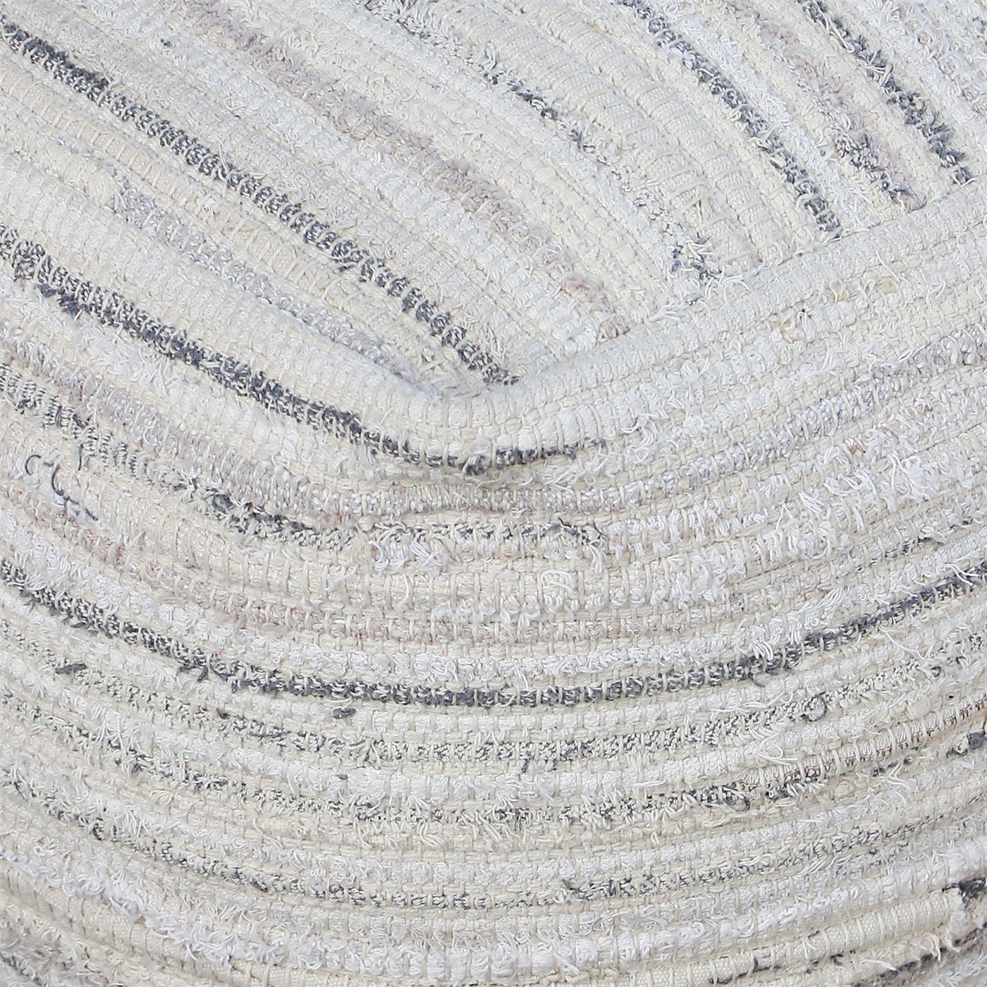 Zakary Pouf, Recycled Cotton, Natural White/Beige, Pitloom, Flat Weave