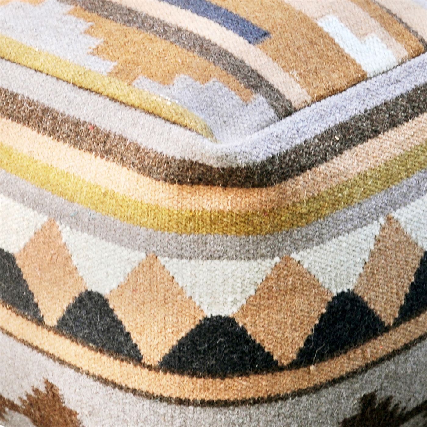 Zion - 3 Pouf, Wool, Multi, Punja, Flat Weave