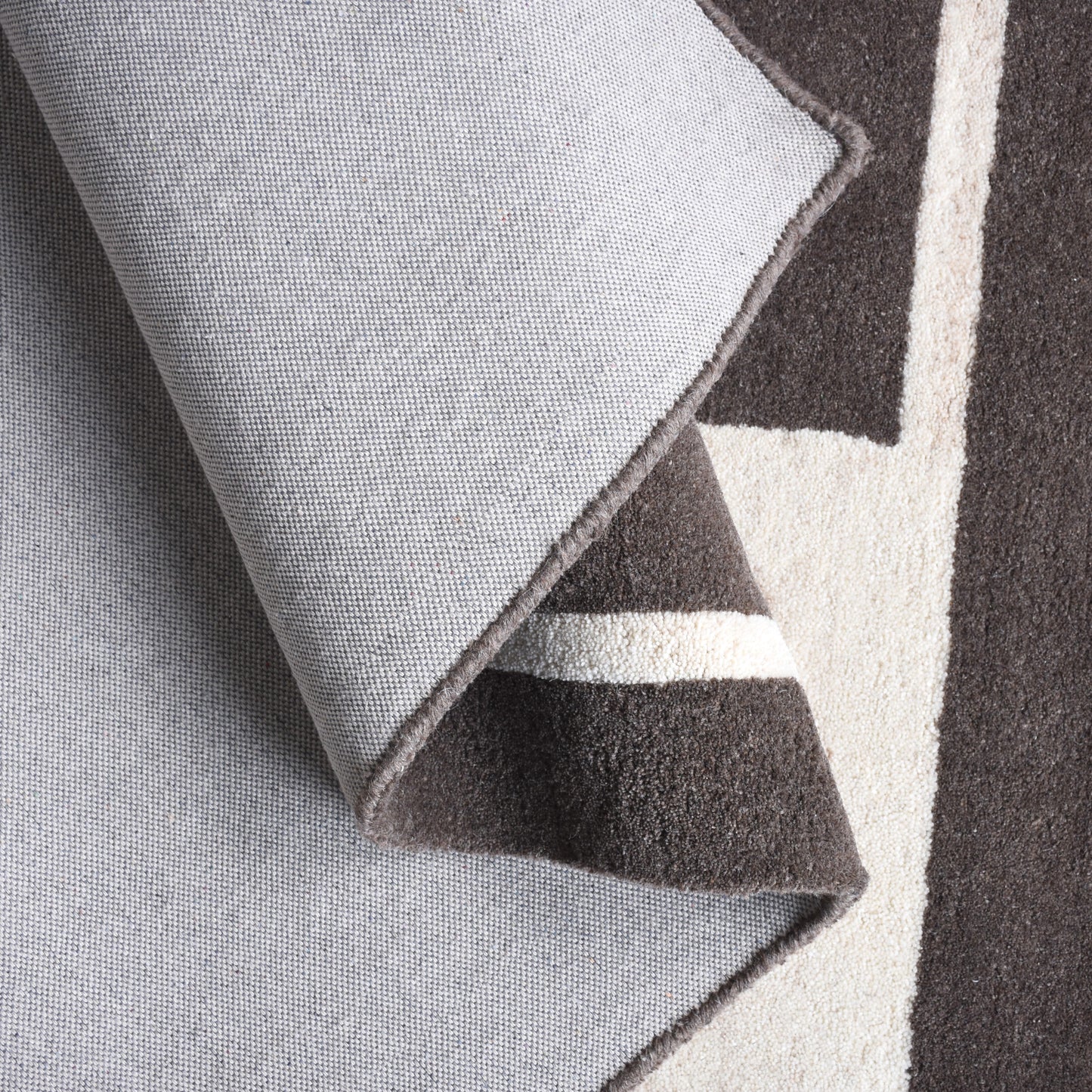AGUDOS RUG - WOOL - HANDTUFTED - BROWN/IVORY