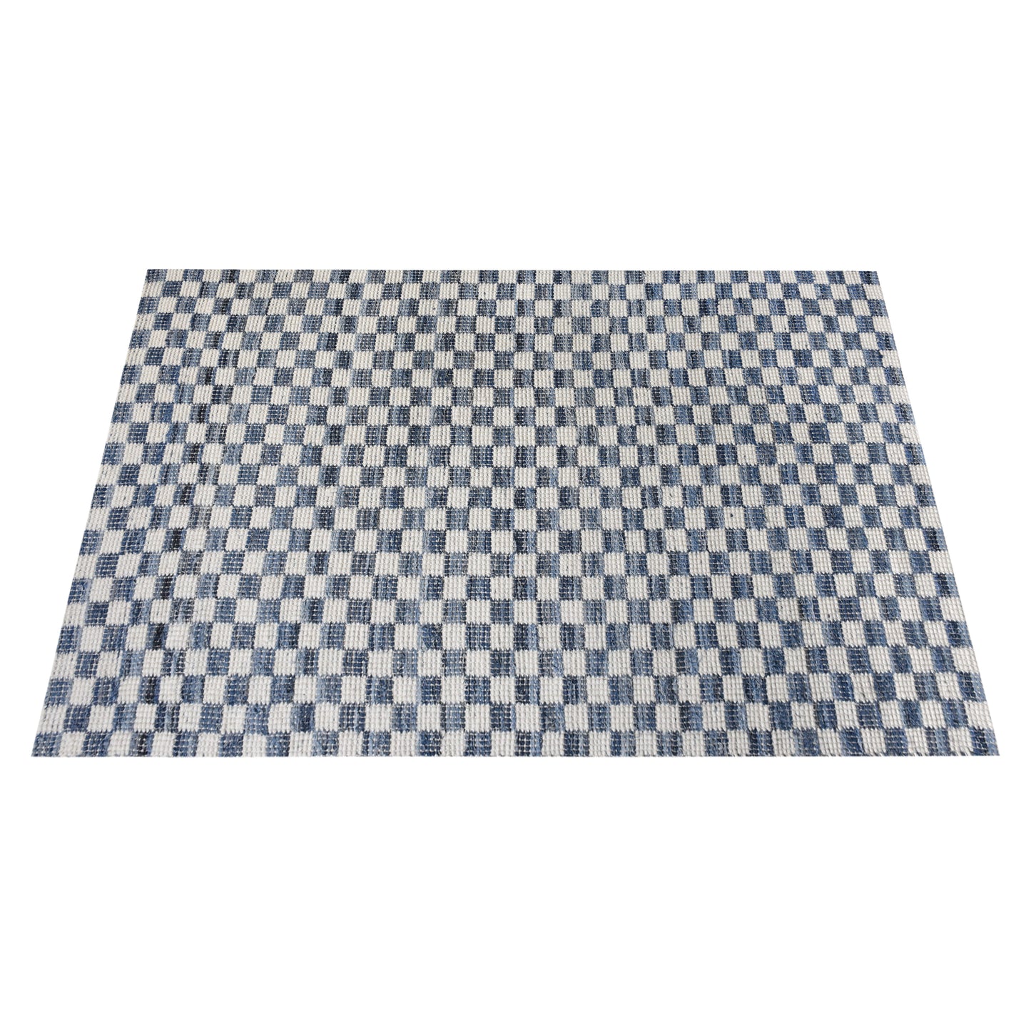 NICOLAVS RUG - IVORY/BLUE - HAND WOVEN - COTTON DENIM/WOOL