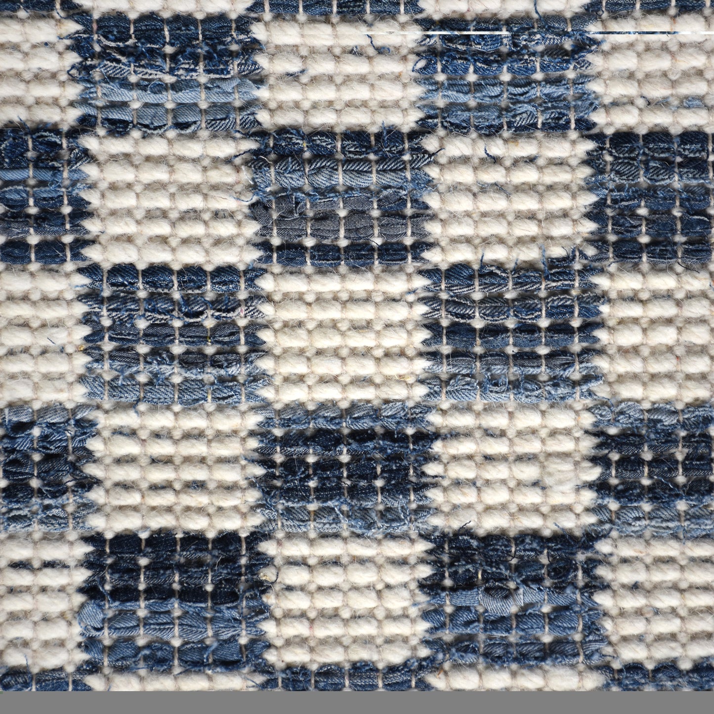 NICOLAVS RUG - IVORY/BLUE - HAND WOVEN - COTTON DENIM/WOOL