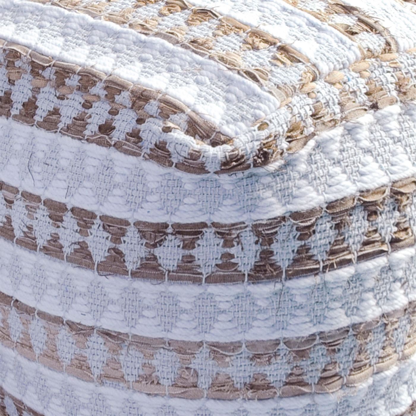 Numire Pouf, Wool, Denim, Natural White,Beige, Pitloom, Flat Weave