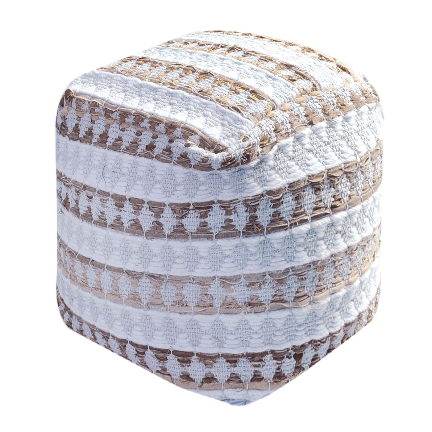 Numire Pouf, Wool, Denim, Natural White,Beige, Pitloom, Flat Weave
