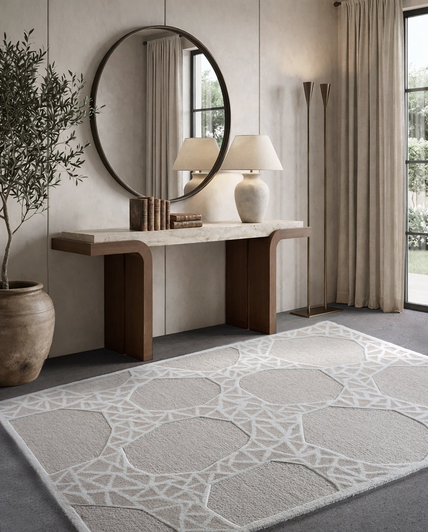 TELOR RUG - WOOL - HAND TUFTED - LIGHT BEIGE/IVORY