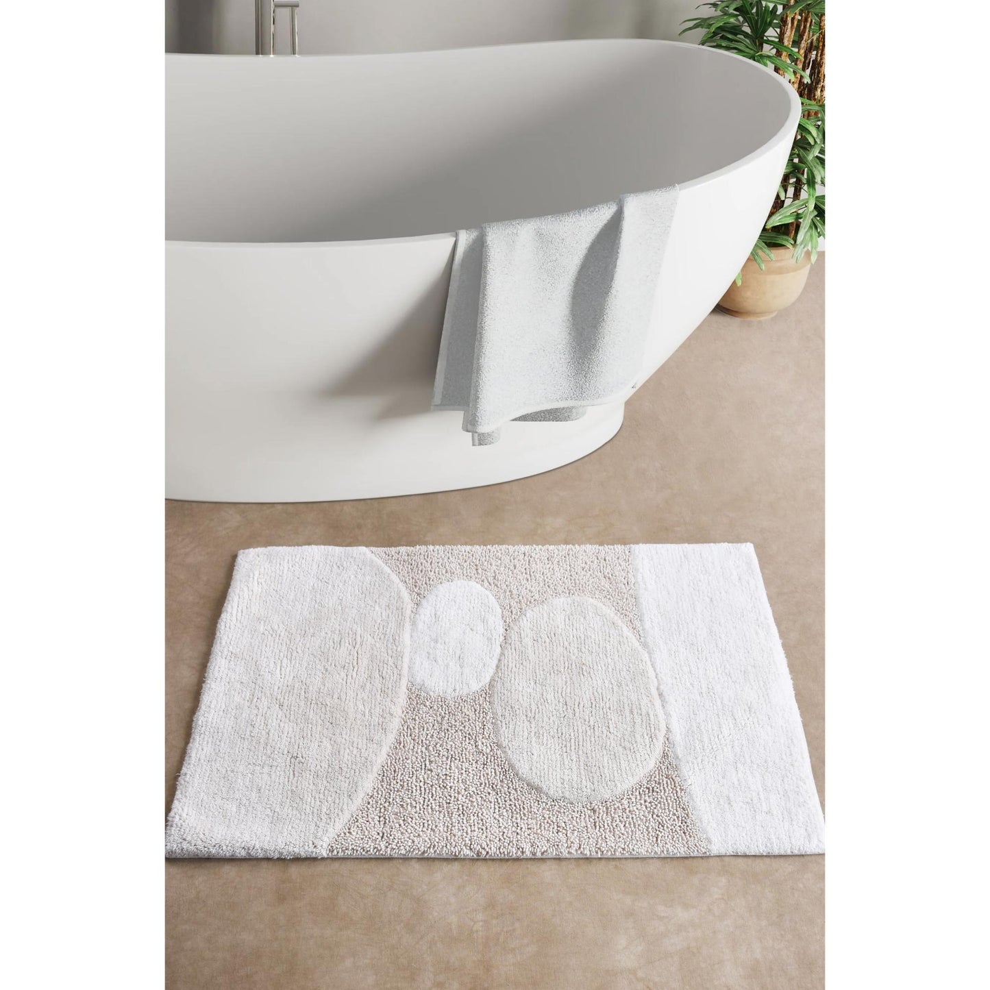 TOINNE BATH RUG - NATURAL/IVORY - COTTON - TABLE TUFTED