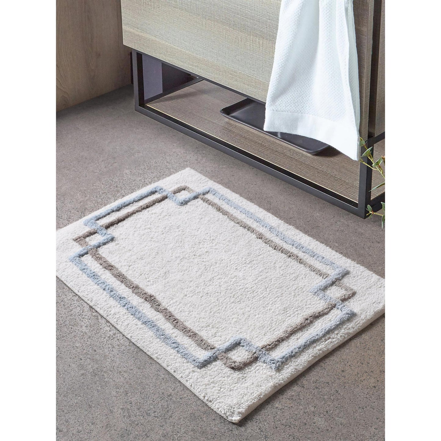 ANGKE-III BATH RUG - IVORY/BEIGE/BLUE - COTTON - TABLE TUFTED