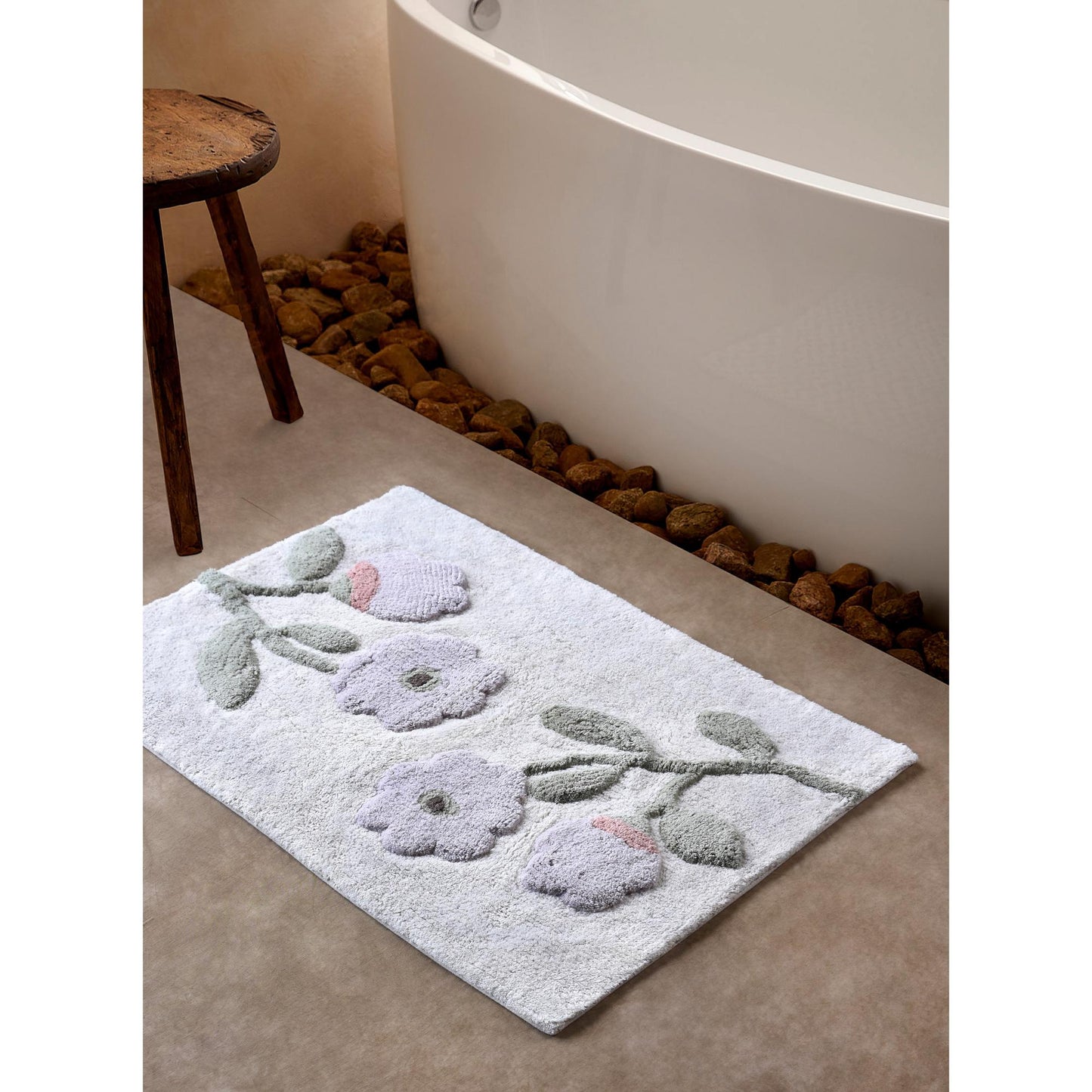 FLORINIA BATH RUG - NATURAL/MULTI - COTTON - TABLE TUFTED
