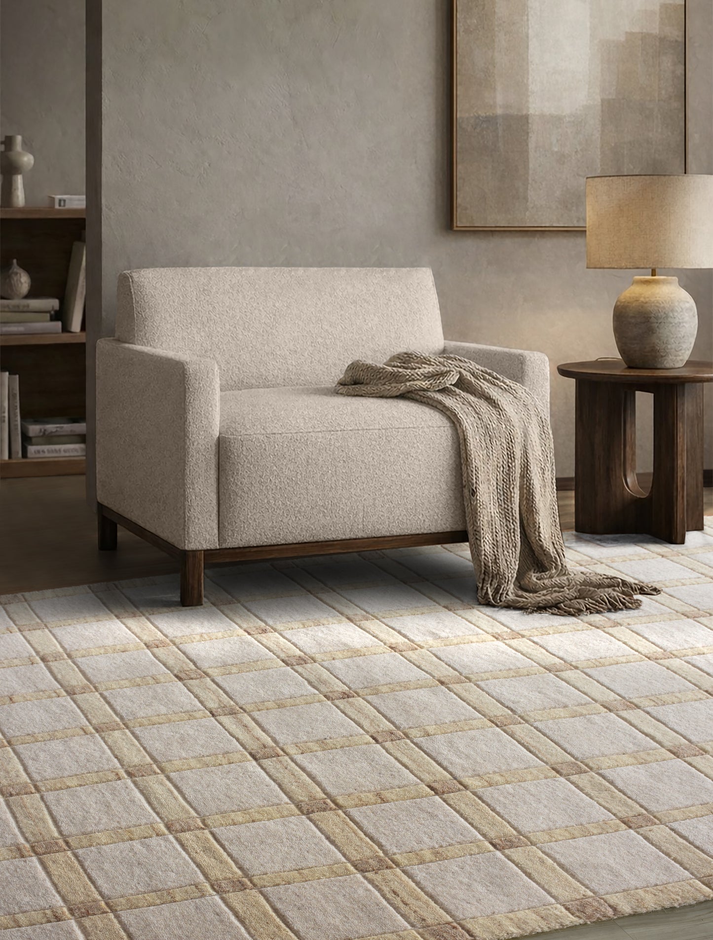 VIMMA RUG - WOOL - HAND WOVEN - IVORY/BEIGE