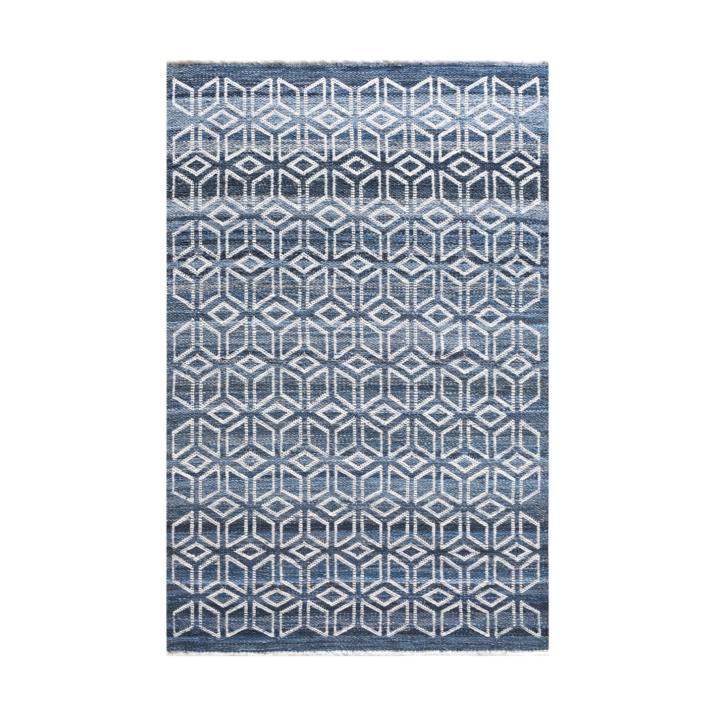 EIXAMPLE RUG - BLUE/IVORY - JACQUARD WOVEN - DENIM/WOOL
