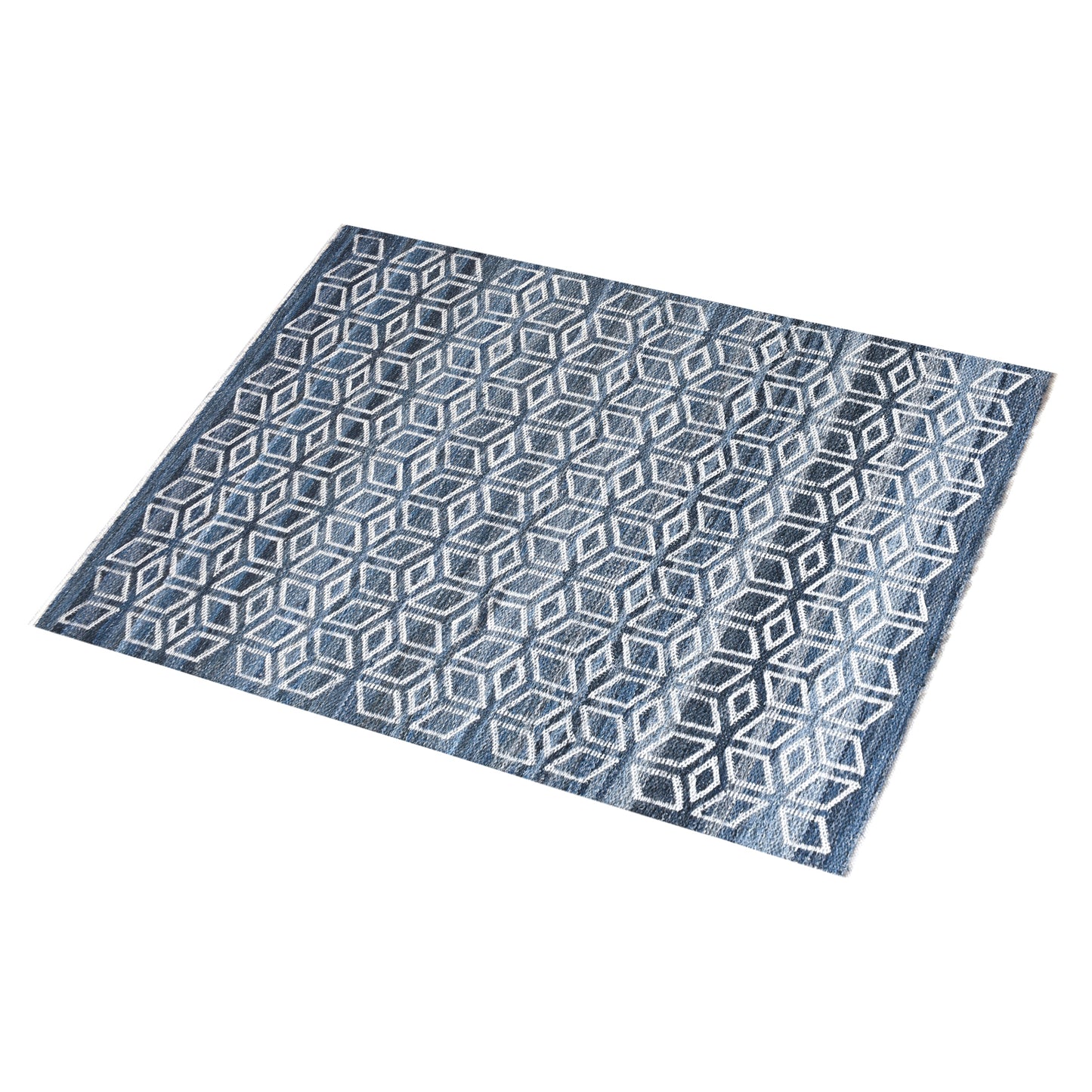 EIXAMPLE RUG - BLUE/IVORY - JACQUARD WOVEN - DENIM/WOOL