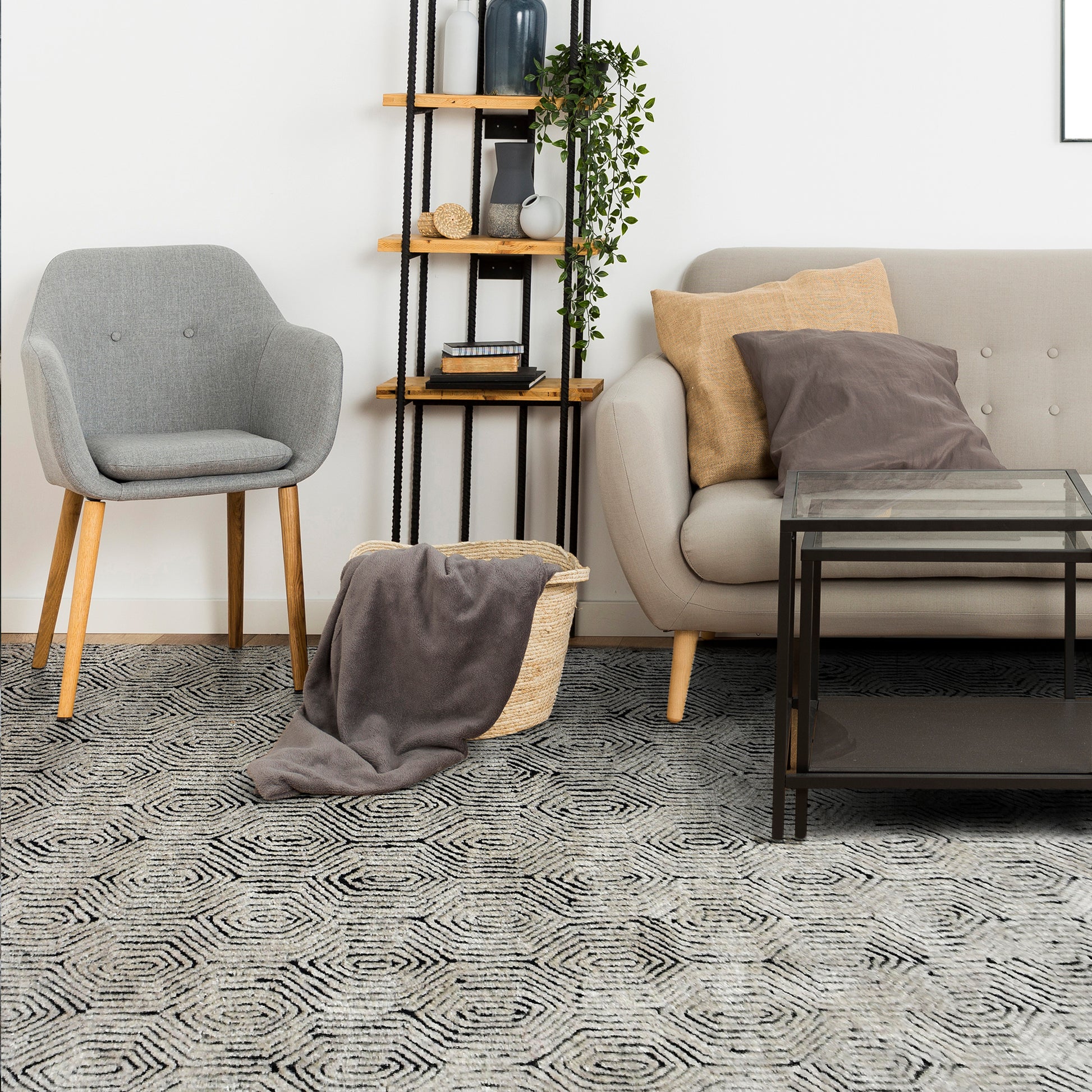 Area Rug, Bedroom Rug, Living Room Rug, Living Area Rug, Indian Rug, Office Carpet, Office Rug, Shop Rug Online, Wool, Grey, Hand tufted, Cut And Loop, Textured