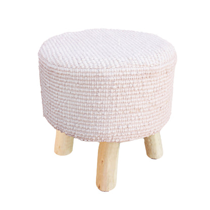 Spike Stool, 40x40x40 cm, Natural White, Wool, Hand Woven, Handwoven, All Loop