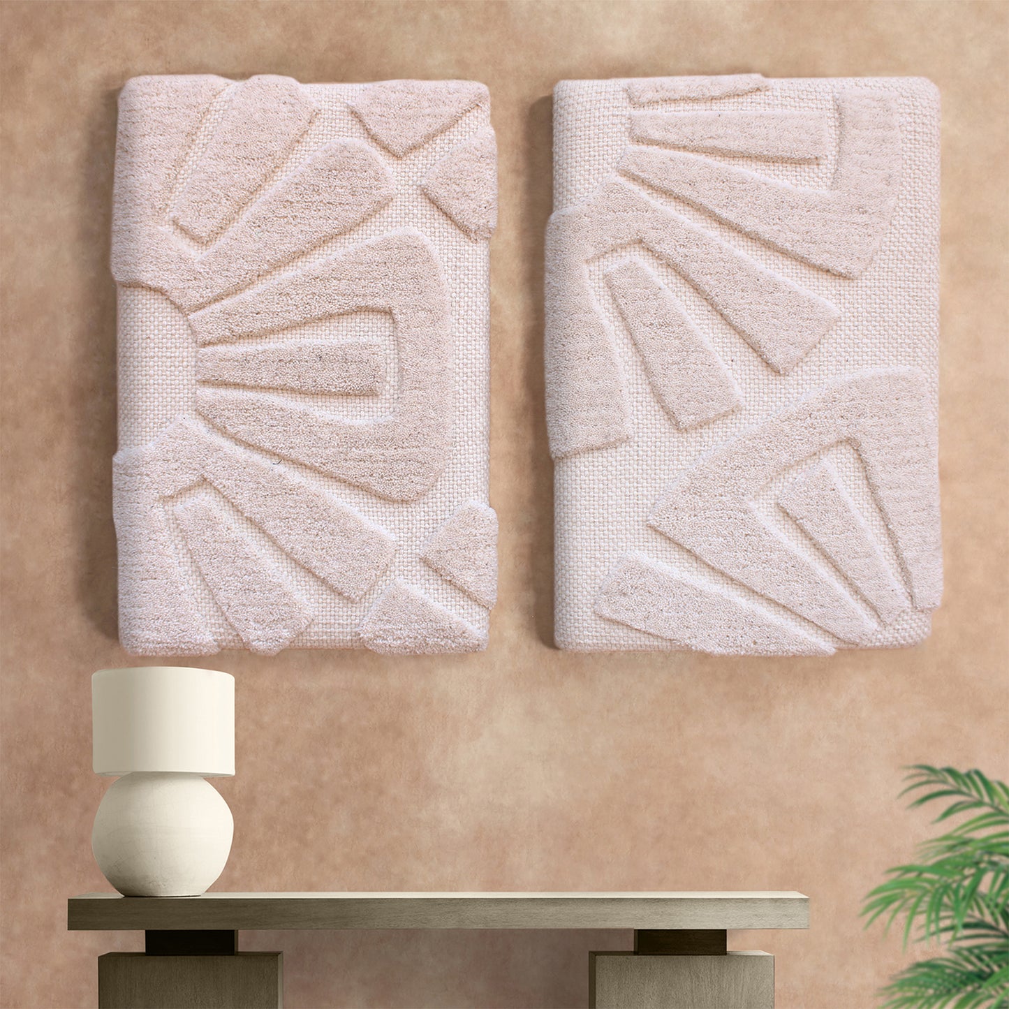 ALFREDA WALL ART AND WHARTONE WALL ART - IVORY - HAND WOVEN / OVER TUFTED - WOOL & MDF