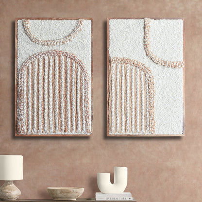 EAMON WALL FRAME AND EKOWYN WALL FRAME - IVORY/NATURAL - HANDMADE - WOOL/JUTE & WOOD FRAME
