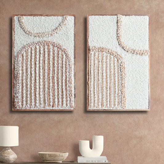 EAMON WALL FRAME AND EKOWYN WALL FRAME - IVORY/NATURAL - HANDMADE - WOOL/JUTE & WOOD FRAME