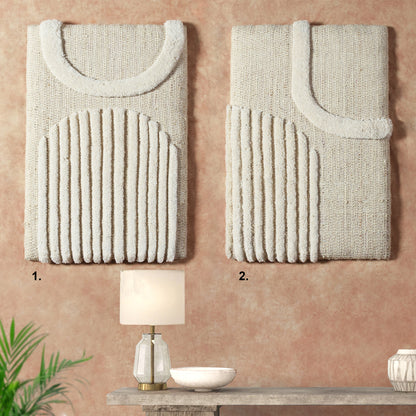 FLOORAN WALL ART AND FENIXIN WALL ART - BEIGE/IVORY- HAND WOVEN / OVER TUFTED - WOOL & MDF