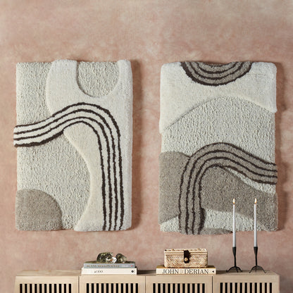 MALMIN WALL ART AND ANGERV WALL ART -  IVORY/GREY AND IVORY/GREY/BROWN - HAND WOVEN / OVER TUFTED - WOOL & MDF