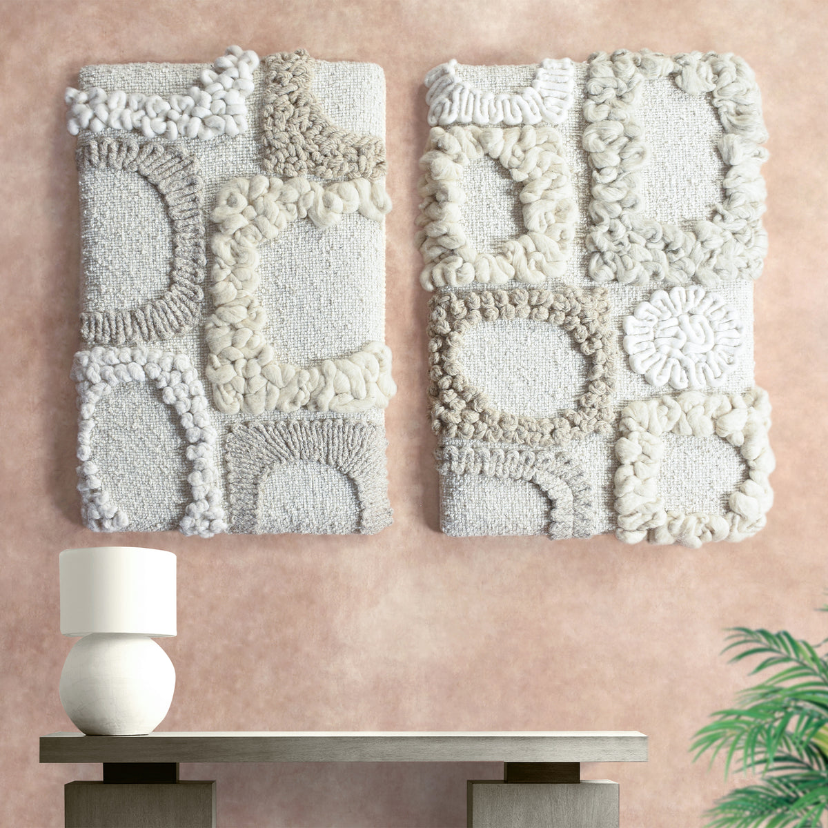 NUADDA WALL ART AND NAOISE WALL ART - IVORY/BEIGE - HANDMADE - WOOL & MDF