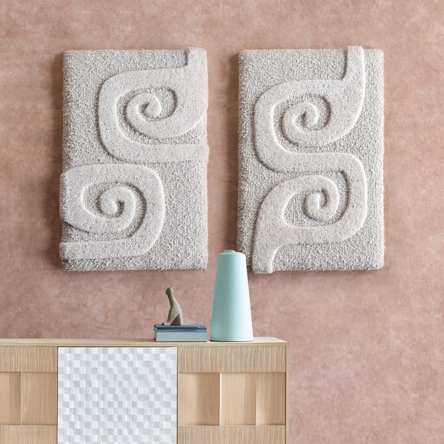 SELVYN WALL ART AND SISLEY WALL ART - IVORY - HAND WOVEN / OVER TUFTED - WOOL & MDF